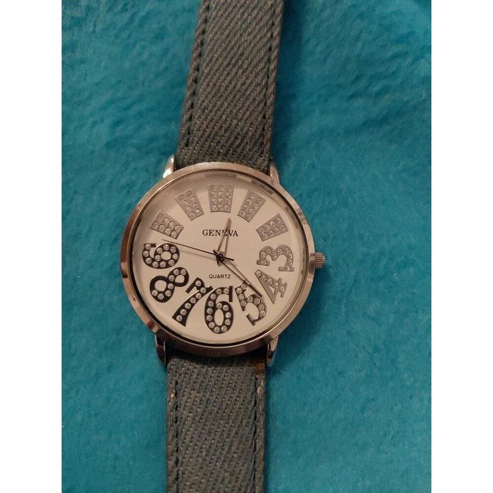 Geneva Blue Denim Women's With Bold Numbers With Glitter